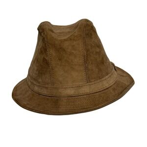 Stetson Brown Suede Leather Trilby Fedora Hat Mens Size 7 1/2 Western Cowboy